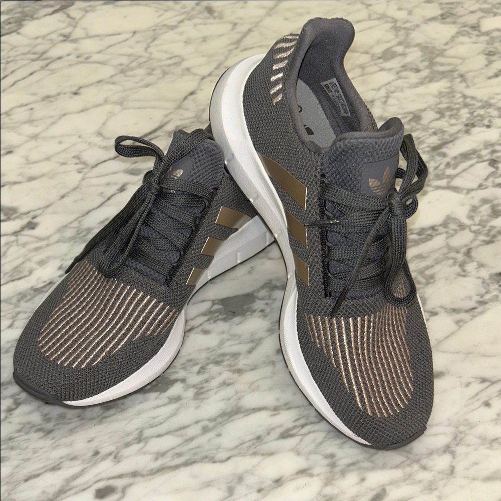 Adidas Black and Gold Sneakers
